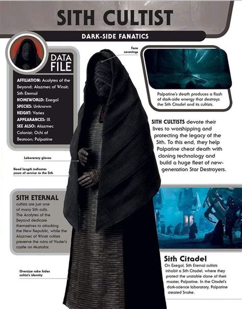 The Star Wars Character Info Sheet For Sith Cultist Dark Side Fanatics