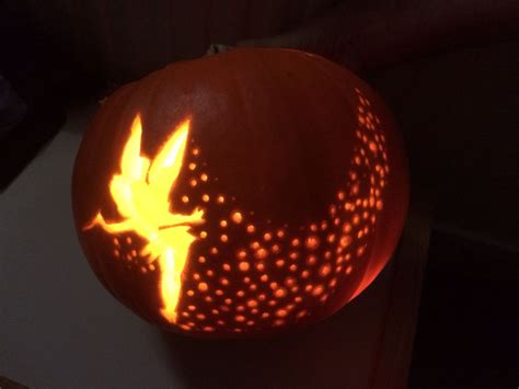 Tinkerbell Pumpkin Made With A Template And Drill Easier Than You