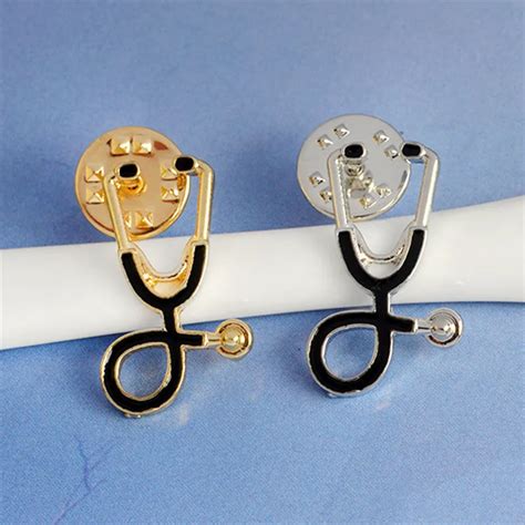 Buy Stethoscope Brooch Pins Gold Silver Black Collar