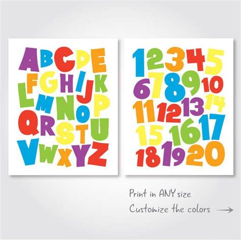 Alphabet Numbers Print Set Printable 123 Abc Nursery Kids Room