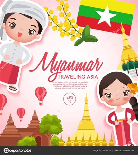 Myanmar People Cartoon á ˆ Myanmar Map Cartoon Stock Vectors Royalty