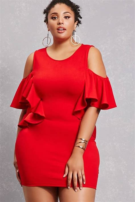 Forever 21 Forever 21 Plus Size Open Shoulder Dress Sexy Red Dress
