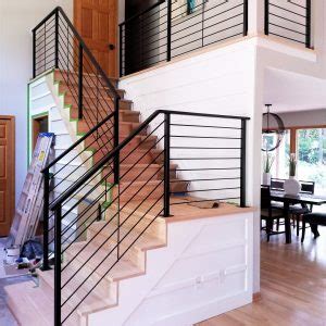 This safety feature also gives stairs a visual presence and can make a staircase a work . Matte Black Horizontal Rail for Interior Stairs - Great ...