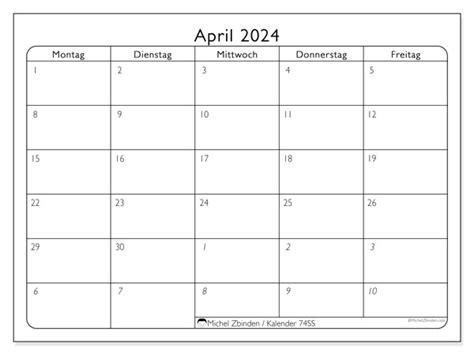 Kalender April 2024 74ss Michel Zbinden Ch
