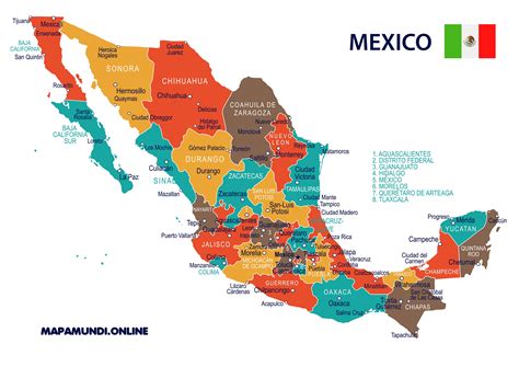 Mapa de México Político y Físico Calidad HD Para Imprimir 2022
