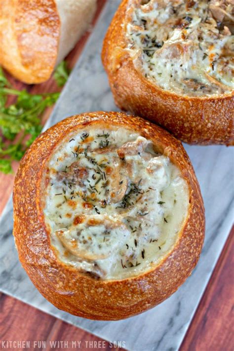Philly Cheesesteak Soup In A Bread Bowl Is A Great Match Up Of Flavors
