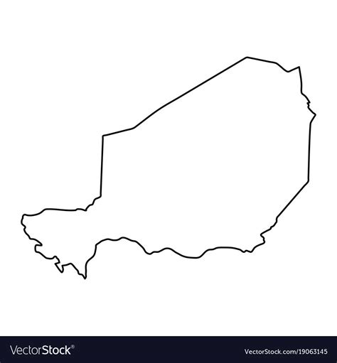 Niger Map Black Contour Curves On White Royalty Free Vector