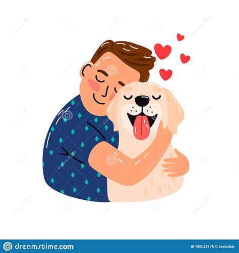 Boy Hug Dog Stock Vector Illustration Of Heart Care 186022175