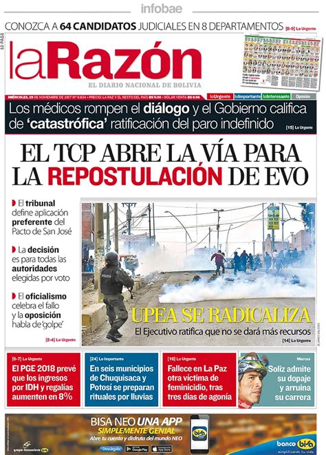 La Razón Bolivia Miércoles 29 De Noviembre De 2017 Infobae