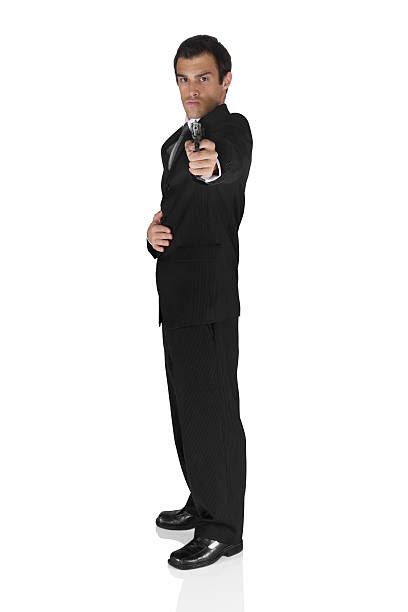 Man Pointing Gun Suit Full Body Stock Photos Pictures And Royalty Free