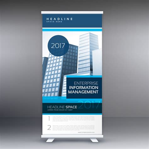 blue roll up standee design with details for business presentati - Download Free Vector Art ...