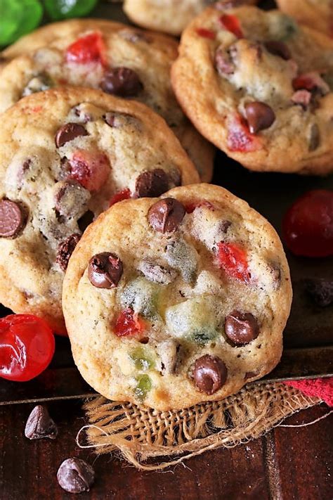 Candied Cherry Christmas Chocolate Chip Cookies The Kitchen Is My