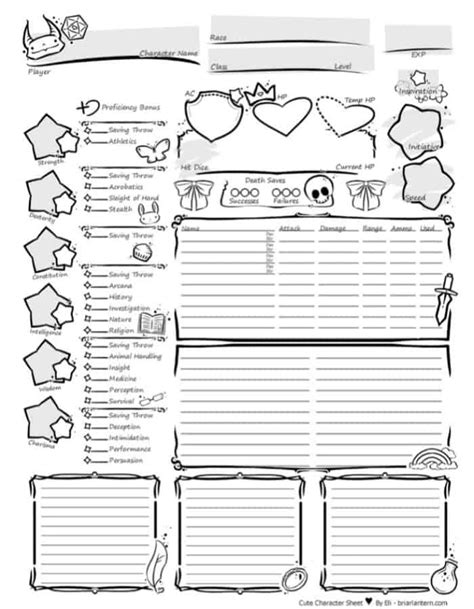 Easy Character Sheet For Dd 5e On Plain Paper Max Thardissen