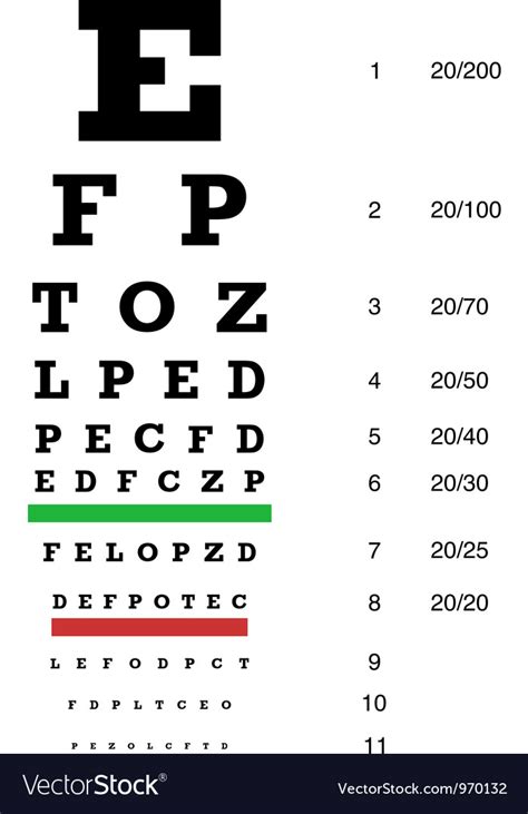 Snellen Chart Preview Royalty Free Vector Image