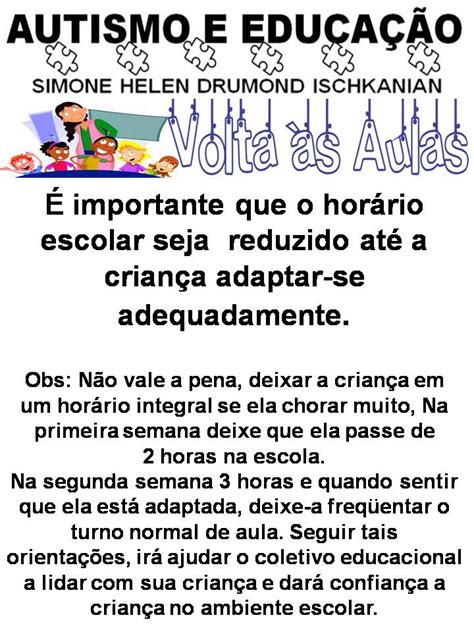 Simone Helen Drumond Volta Às Aulas Autismo E EducaÇÃo