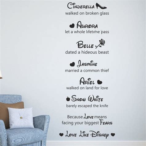 We have put together a selection of fun wall decals that can put a daily smile on your face. LOVE LIKE DISNEY Wall quote art sticker Kids decal home