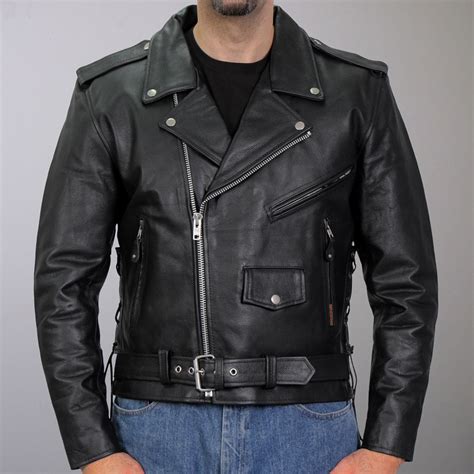 Big Mens Classic Motorcycle Leather Jacket