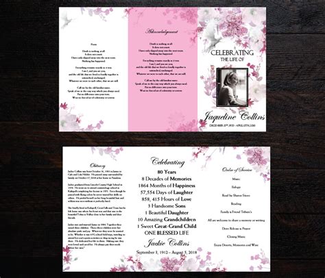 Diy Printable 85x14 Tri Fold Funeral Program Memorial Etsy