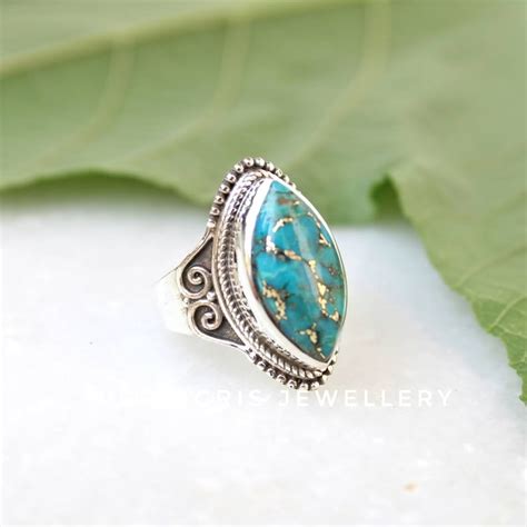 Blue Mohave Turquoise Ring Bold Sterling Silver Statement Etsy