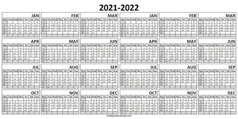 Blank 2021 2022 Calendar Free Academic Calendar Template