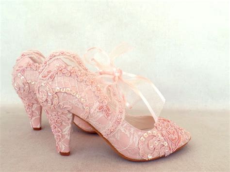 Blush Embroidered Lace Bridal Shoes With By Kuklafashiondesign