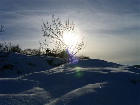 Free Midday Sun Over A Snowie Hill Stock Photo
