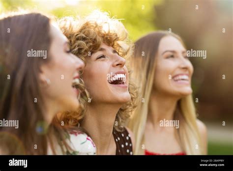 Three Beautiful Young Women Friends Stock Photo Alamy