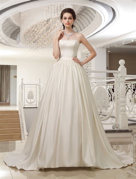Ivory Sweetheart Neck A Line Strapless Beading Bridal Wedding Dress