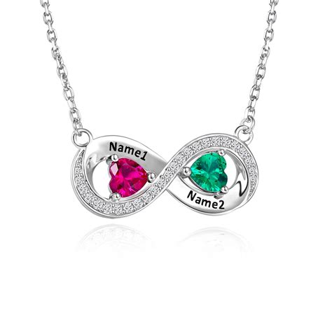 Personalized Infinity Birthstone Name Necklace 925 Sterling Silver