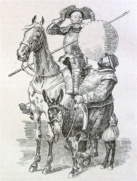 Don Quijote Se Pone La Bacía Aventura Del Yelmo De Mambrino Banco De