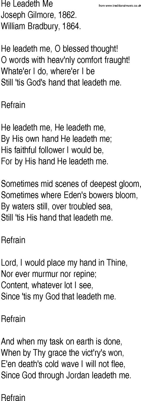 Hymn And Gospel Song Lyrics For He Leadeth Me By Joseph Gilmore