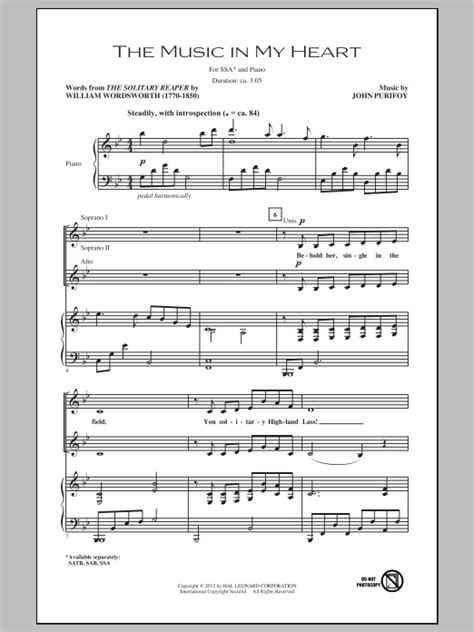 The Music In My Heart Sheet Music John Purifoy Ssa Choir