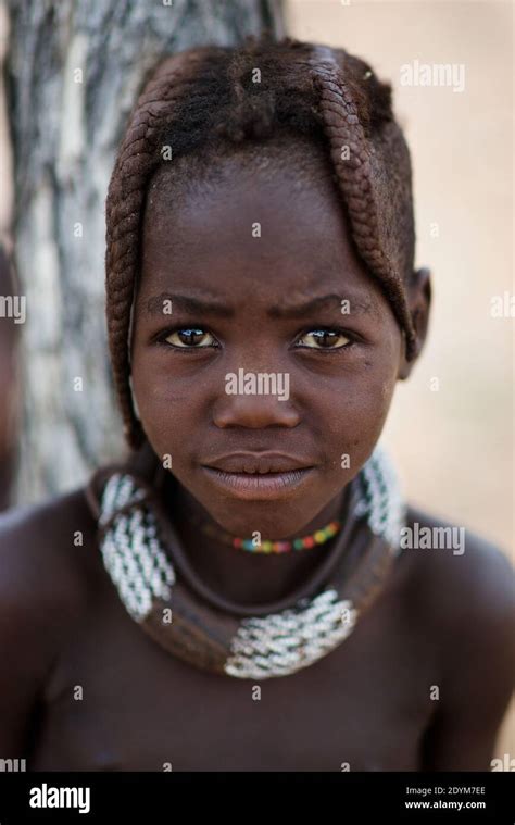 Himba Girl Portrait In Traditional Village Kaokoland Namibia Stock