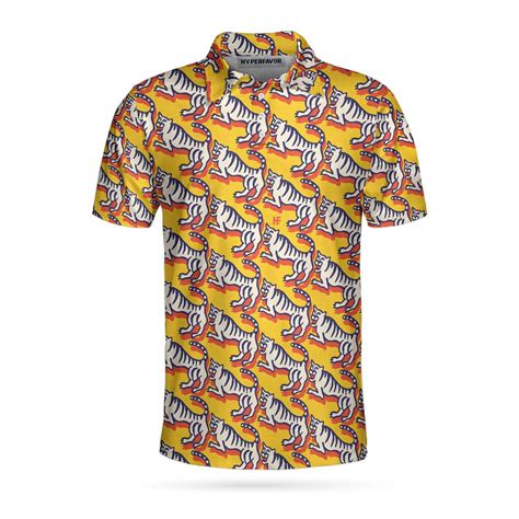 Funny Tiger Polo Shirt For Men Tiger Print Shirt Short Sleeve Cool Tig Gearcape