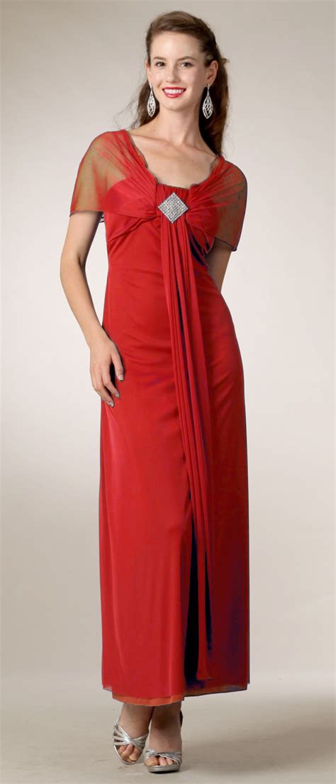 Red Long Semi Formal Chiffon Dress