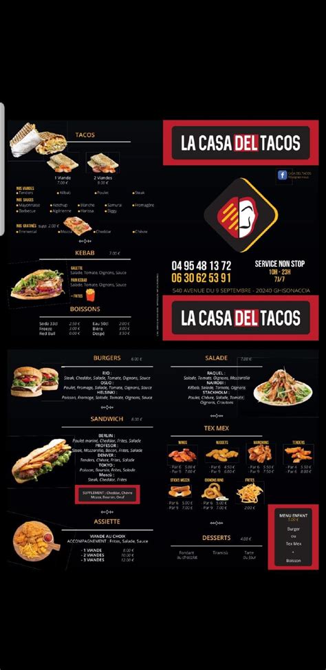 Menu At Casa Del Tacos Restaurant Ghisonaccia