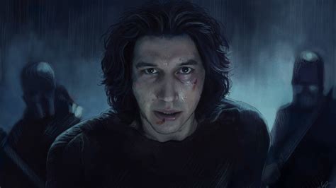 star wars the rise of skywalker adam driver ben solo with shallow background of sword warriors