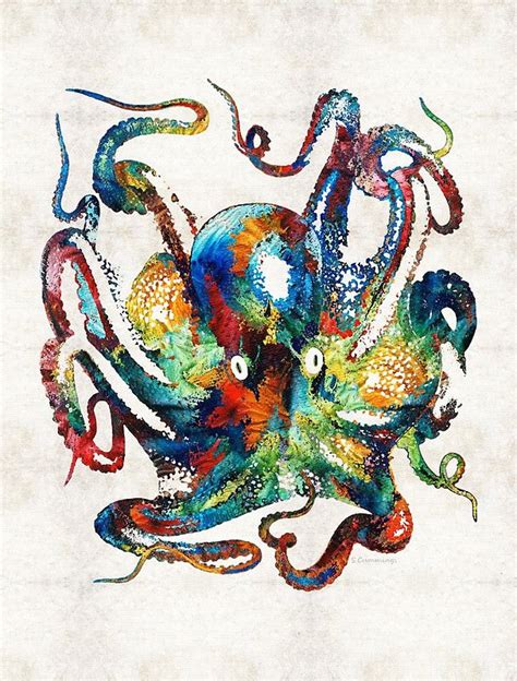 Octopus Beachart Colorful Octopus Art By Sharon Cummings Octopus Art