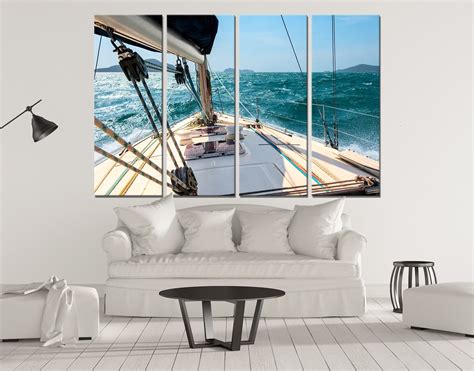 Yacht Sailing Boat Canvas Wall Art Decor Print Ready To Hang Etsy