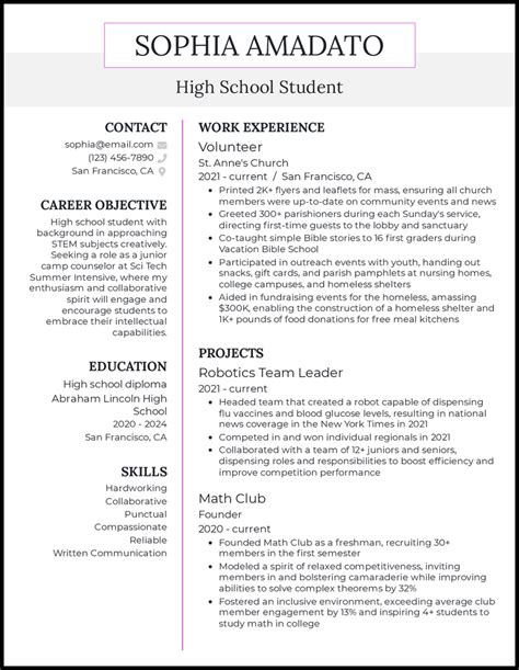 Resume Format Student