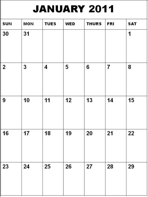 Vertical Monthly Calendar Printable