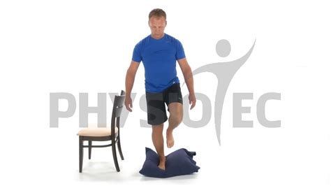 Standing Unilateral Single Leg Stance Sls Proprioception On Pillow Or Cushion Eyes Open