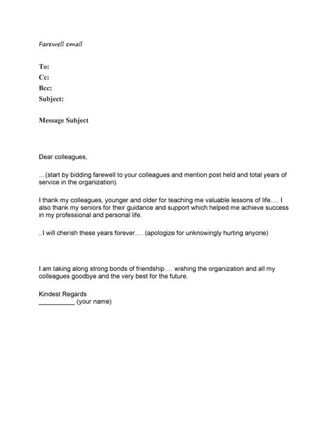 Farewell Letter To Colleagues In Office Sample Resignation Letter