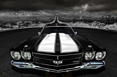 Vintage Classic Muscle Car 1970 Chevy Chevelle Ss 36x24 Hd Poster