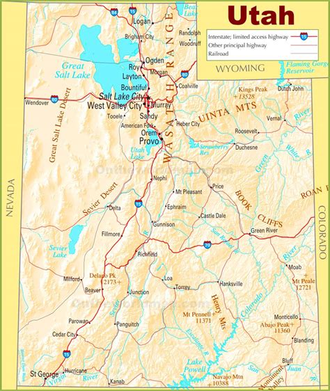 Highways Map Of Utah State Utah State Usa Maps Of The Usa Maps Images