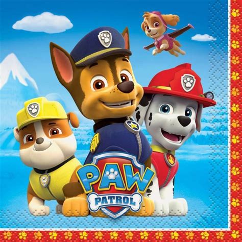 Paw Patrol Small Napkins Pack Of 16 48361 Paw Patrol Party