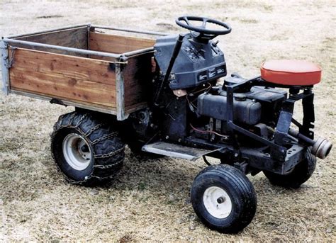 I Made This Wood Hauler From An Old Riding Lawn Mower The Box Trips To Dump The Wood Works