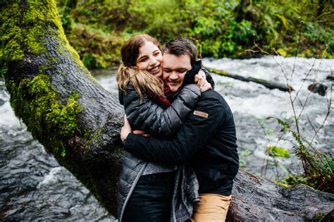 Waterfall Engagement Photos At The Columbia River Gorge Portland Engaged Engagement She Said