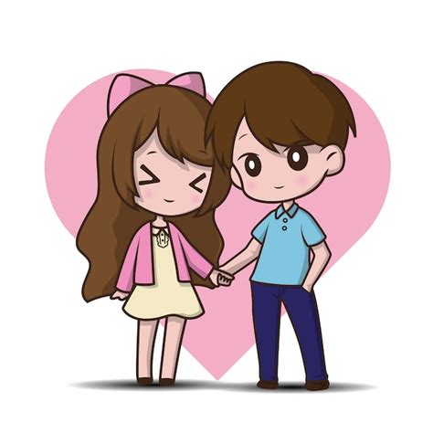 Cute Two Lovers Cartoon Illustration Vector Premium Download