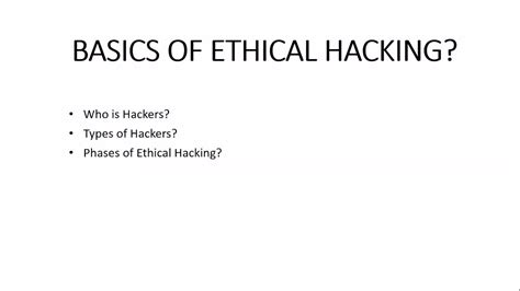 Basics Of Ethical Hacking Youtube